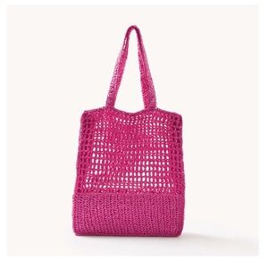 NWT Bright Pink Straw Tote Beach Summer Bag Joe Fresh